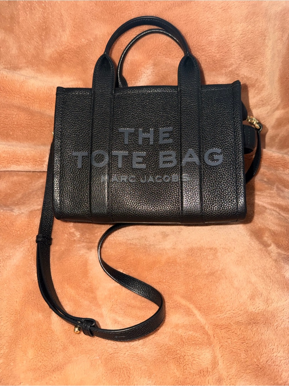 Marc Jacobs Black Pebbled Leather SMALL Tote with Shoulder Strap.